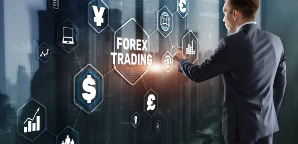 Inskripsi Forex Trading pada Layar Virtual. Konsep pasar saham bisnis — Stok Foto