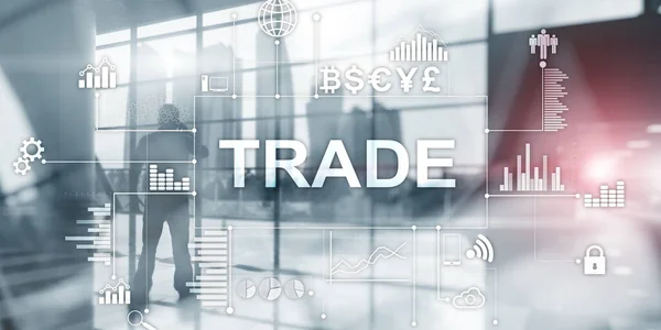 Concepto Negocio Tecnología Inscripción Pantalla Virtual Trade Moneda Iconos Medios —  Fotos de Stock