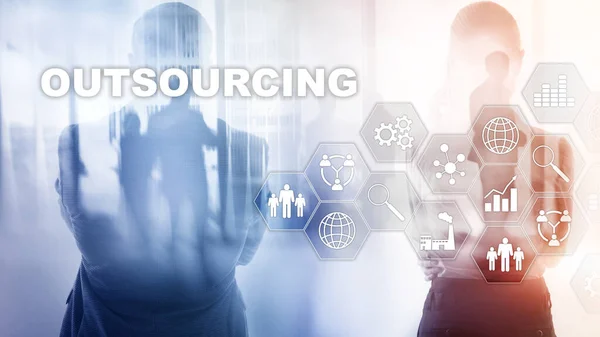 Outsourcing Zasobów Ludzkich Koncepcja Globalnego Sektora Biznesu Freelance Outsourcing Partnerstwo — Zdjęcie stockowe