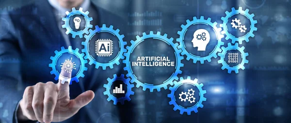 Inteligencia artificial artificial machine learning red neuronal. Concepto de tecnología de innovación. Medios mixtos —  Fotos de Stock