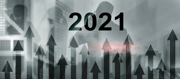 New year 2020 금융 성장 그래프에 있는 흐릿 한 비즈니스 배경 — 스톡 사진