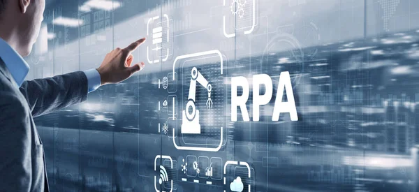 RPA Robotic Process Automation system. Big Data und Geschäftskonzept — Stockfoto