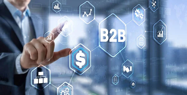 Business to business B2B. Modello di business sullo schermo virtuale — Foto Stock