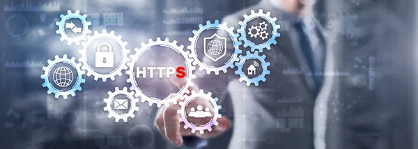 HTTPS inskription bakgrund. Internetsäkerhetskoncept 2021 — Stockfoto