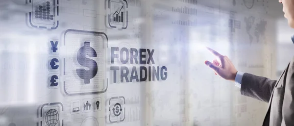 Επιγραφή Forex Trading στην εικονική οθόνη. Έννοια της χρηματιστηριακής αγοράς — Φωτογραφία Αρχείου