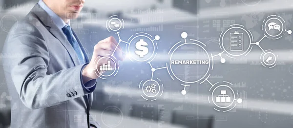 Remarketing sullo schermo virtuale. Business Technology Concetto Internet e finanza — Foto Stock