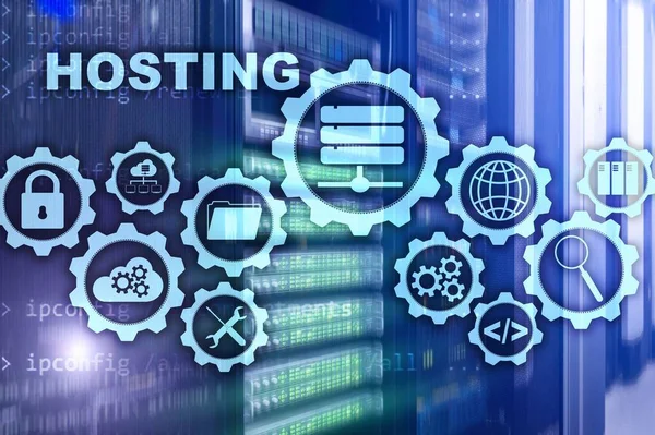 Web Hosting Technology Internet Networking Concept Pozadí Serverové Místnosti Virová — Stock fotografie