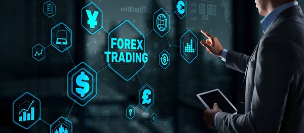 Inscription Forex Trading na virtuální obrazovce. Business Stock market concept — Stock fotografie