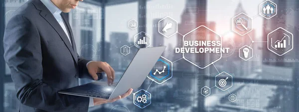 Business Development. Proces vývoje strategie finančního plánu Grafický 3D koncept — Stock fotografie