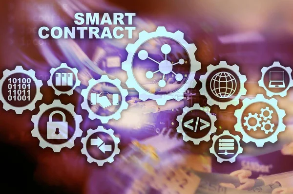 Smart Contract Moderním Pozadí Serverovny Obchodní Technologie — Stock fotografie