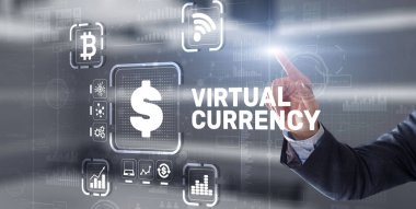 Sanal Para Takas Yatırım Konsepti. Finansal Teknoloji Geçmişi