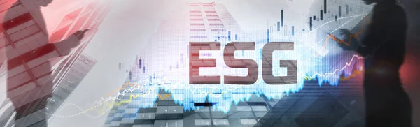 ESG Környezetvédelem szociális kormányzás beruházás vegyes média üzleti koncepció elvont háttérrel — Stock Fotó