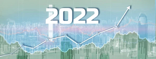 Nuevo 2022 año en el fondo de la ciudad moderna. Banner del sitio web — Foto de Stock