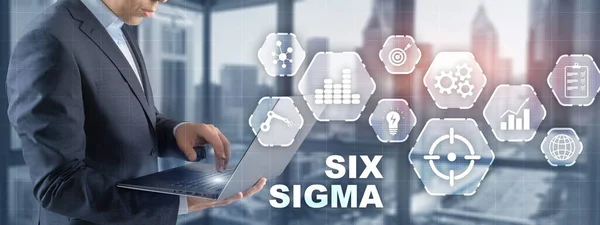 Six Sigma Manufacturing Qualitätskontrolle und Konzept zur Verbesserung industrieller Prozesse — Stockfoto