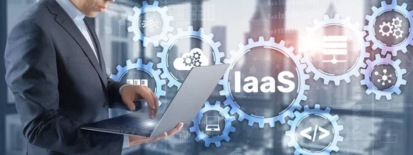 IaaS Infrastructure as a Service. Blue Online Gear Internet und Netzwerkkonzept — Stockfoto