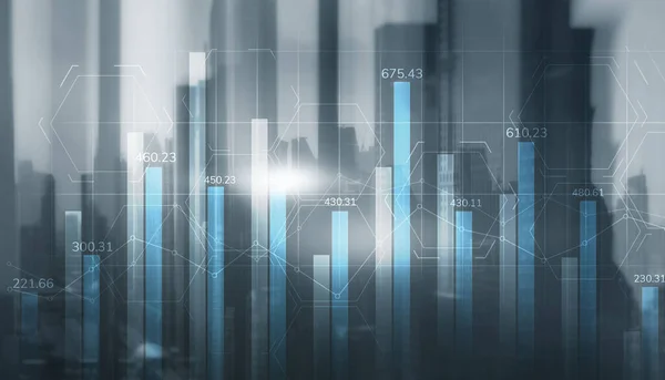 Univerzální pozadí. Diagramy s čísly na pozadí města — Stock fotografie