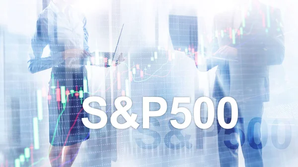 Personensilhouetten Auf Dem Amerikanischen Aktienindex 500 Spx — Stockfoto