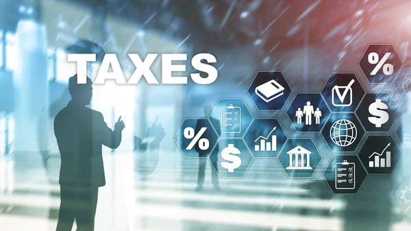 个人和公司支付的税款概念 如桶税 所得税和财产税 计算报税表 — 图库照片