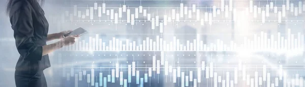 Volumen Kerzenständer Graph Börsenanalyse Menschen Hintergrund — Stockfoto