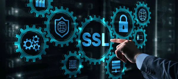 SSL Secure Sockets Layer conceito. Protocolos criptográficos fornecem comunicações seguras — Fotografia de Stock