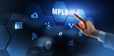 MPLS. Çoklu protokol etiketi değiştiriliyor. Telekomünikasyon Ağlarının Yönlendirilmesi Sanal Ekran Konsepti.