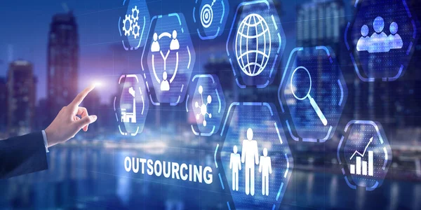 Outsourcing 2021 Human Resources Business Technology Concept — Stock fotografie