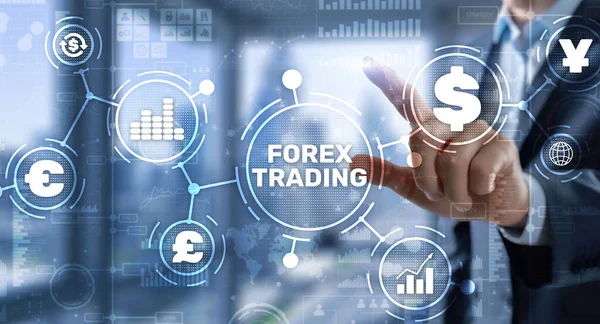Inscripción Forex Trading en pantalla virtual. Concepto de bolsa de negocios — Foto de Stock