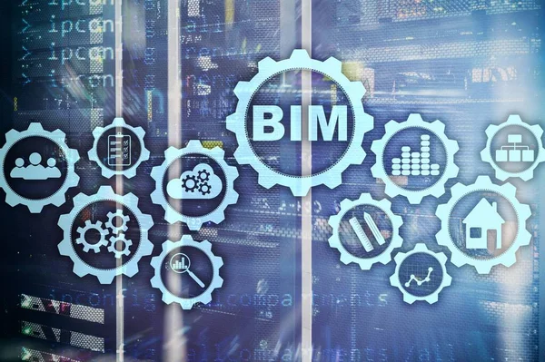 Building Information Modeling Bim Virtual Screen Server Data Center Background — Stock Photo, Image