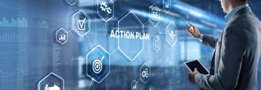 Sanal ekranda İş Eylem Planı stratejisi kavramı. Zaman yönetimi