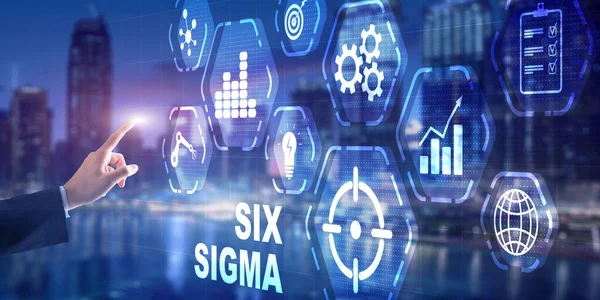 Six Sigma Manufacturing Contrôle de la qualité et amélioration des processus industriels concept — Photo
