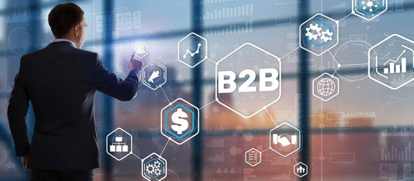 Business to business B2B. Modèle d'affaires sur écran virtuel — Photo