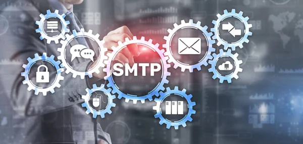 Basit Posta Aktarım Protokolü. Smtp sunucu iletim protokolü. TCP IP protokolü e- posta gönderip alıyor — Stok fotoğraf