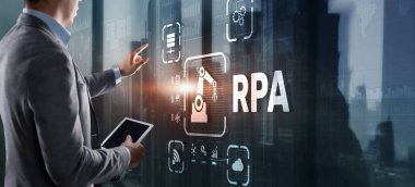 RPA Robot İşlem Otomasyon Sistemi. Büyük veriler ve iş konsepti