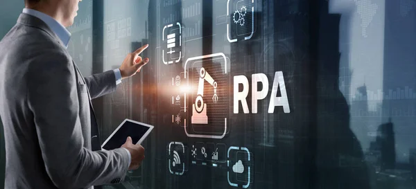 RPA Robotic Process Automation system. Big Data und Geschäftskonzept — Stockfoto