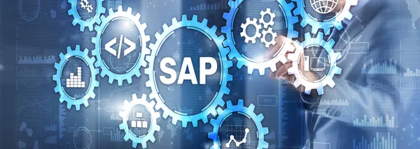Концепция автоматизации программного обеспечения SAP на виртуальном экране — стоковое фото