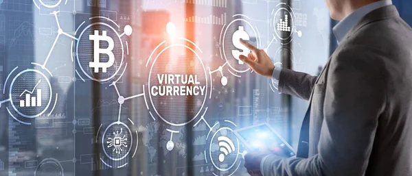 Virtuele valutawissel Investeringsconcept. Achtergrond financiële technologie — Stockfoto