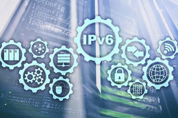 Sunucu Odası Arka Planında Ipv6 Nternet Protokolü Teknolojisi Nternet Kavramı — Stok fotoğraf