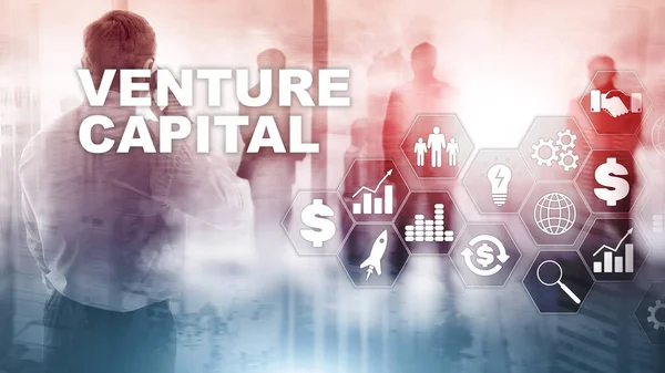 Capital Riesgo Pantalla Virtual Negocios Tecnología Internet Concepto Red Fondo — Foto de Stock