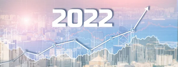 현대 도시 배경으로 2022 년. 웹 사이트 배너 — 스톡 사진