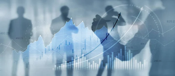 Virtuální obrazovka se změnami akciového trhu. Graf Business Finance — Stock fotografie