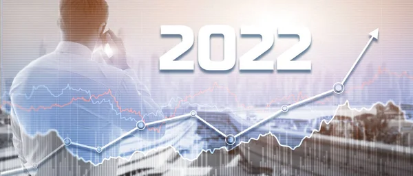 2022 Cuadro financiero. Proceso de éxito del crecimiento del concepto empresarial — Foto de Stock