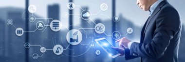 Otomasyon Akıllı Sanayi simgeleri. Nesnelerin interneti