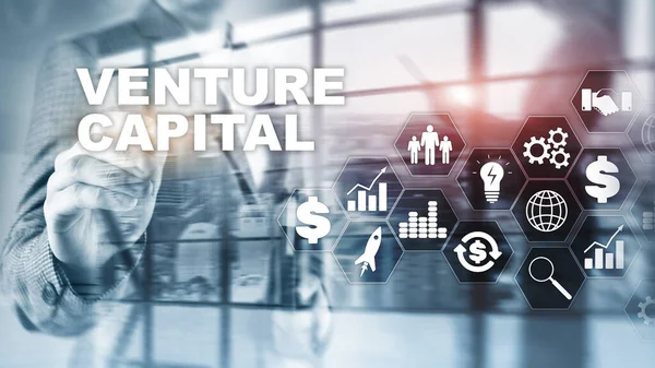 Capital Riesgo Pantalla Virtual Negocios Tecnología Internet Concepto Red Fondo — Foto de Stock