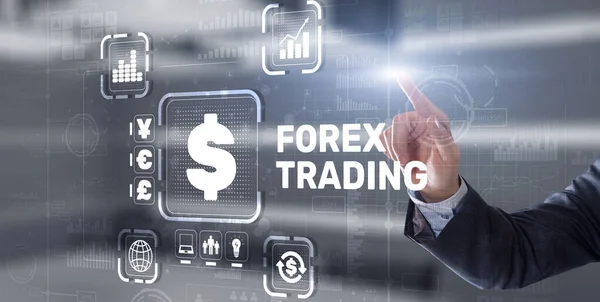 Inscription Forex Trading on Virtual Screen. Business Stock market concept — Stock Photo, Image