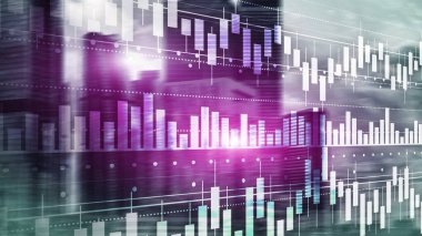 Soyut arka plandaki binaların forex grafiği. Karışık ortam.