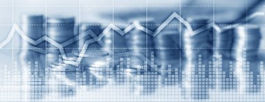 Kırmızı ve mavi büyüme grafiği. Hisse ve takas kavramı.