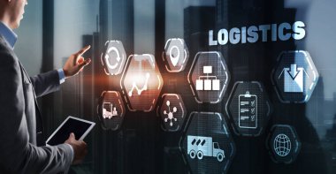 Lojistik ağ dağılımı ve ulaşım konsepti. Mal teslimatı