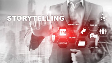 Hikaye anlatma. Finansal İş Hikayesi Konsepti. Bulanık arkaplan.