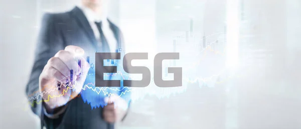 ESG-Konzept als ökologische und soziale Governance mit der Wirtschaft. Webseite Banner — Stockfoto