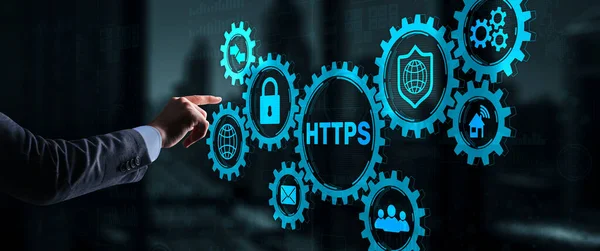 HTTPS är en förlängning av HTTP-protokollet för att stödja kryptering för ökad säkerhet — Stockfoto